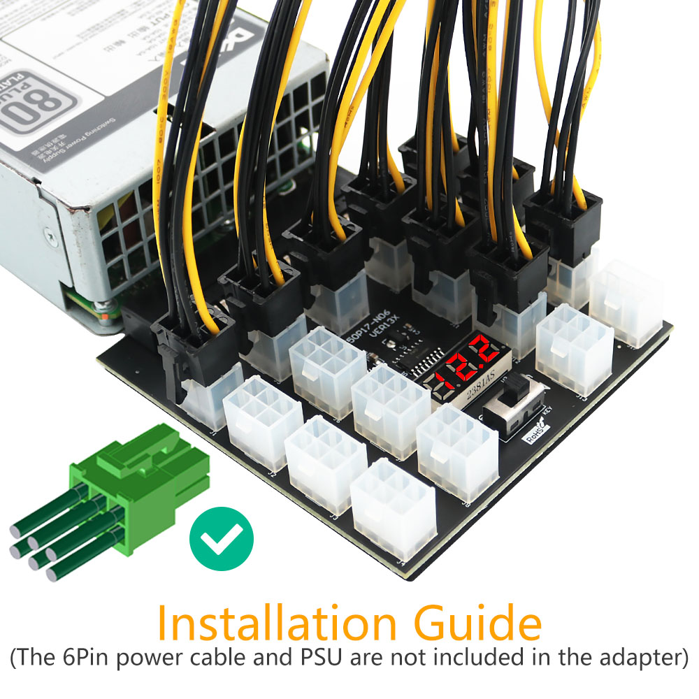 PCI-E 12V 50Pin To ATX 17 X 6P - 2400W Server Psu Breakout Board บทวิจารณ์และราคา